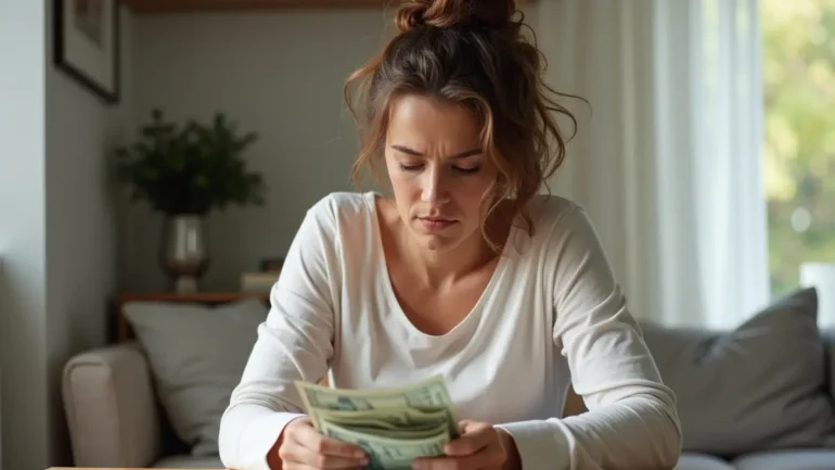 person counting their money
