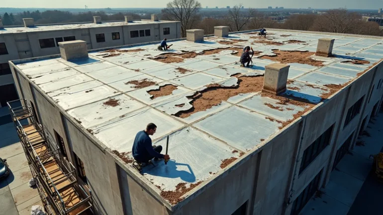 commercial roof being replaced