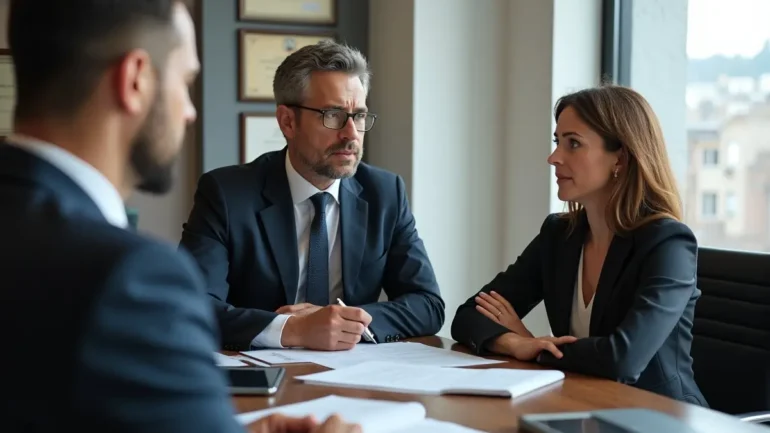 car accident lawyer advising client on settlement strategy