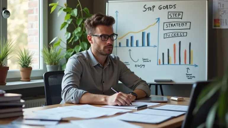 entrepreneur starting small business with step by step success strategy